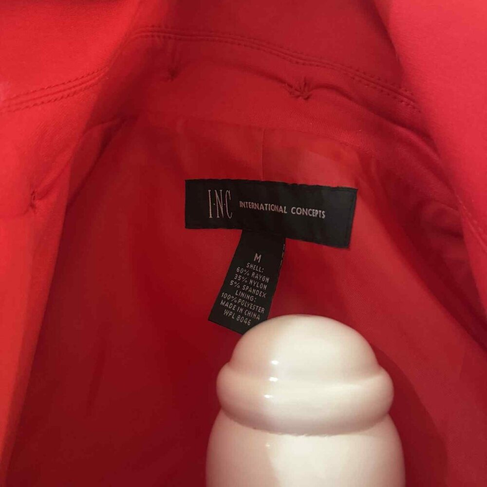 INC Red Blazer/Jacket Ruffle Buttons & Zipper [Sz. M] - Picture 4 of 4